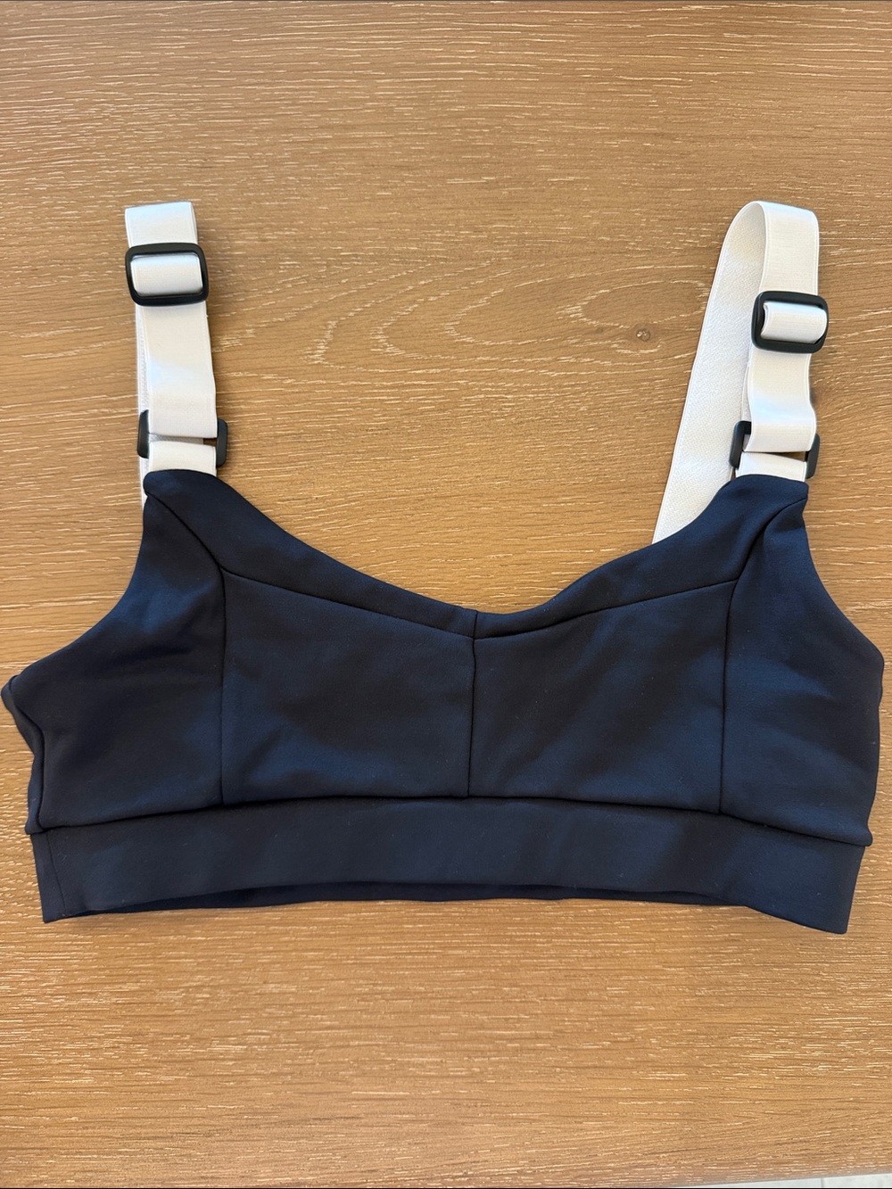 NWOT Black Sports Bra with White Adjustable Straps